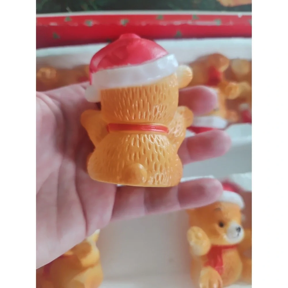 10-LIGHT TEDDY BEARS Vintage INCANDESCENT Christmas Novelty Set No String Light